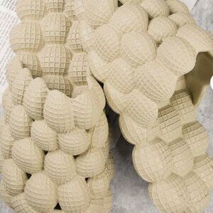 Trendy, comfy beige cloud slides